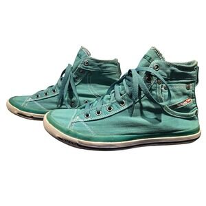 DIESEL Men Teal Canvas High Top Y2K 90s Sneakers Lace Up  Shoes US 9‎